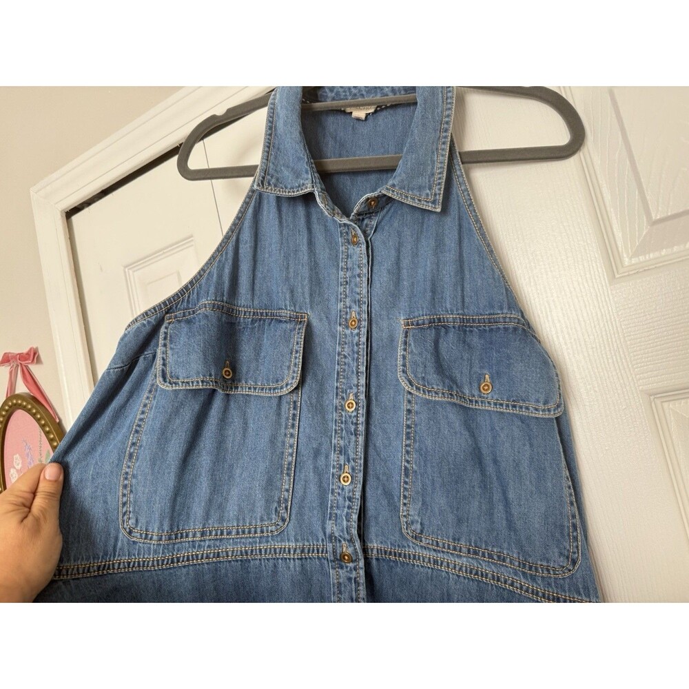 Anthropologie Pilcro Denim Halter Swing Midi Dress - Size L" - Picture 7 of 14
